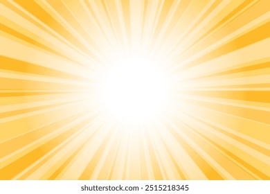 Abstract glowing yellow sunburst background. Yellow orange glow effect sunburst background for presentation, banner, poster, flyer, sales. Modern pop art summer poster, banner, background.