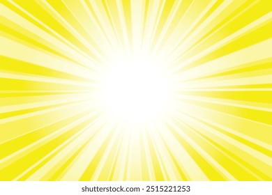 Abstract glowing yellow sunburst background. True yellow glow effect sunburst background for presentation, banner, poster, flyer, sales. Modern pop art summer poster, banner, background.