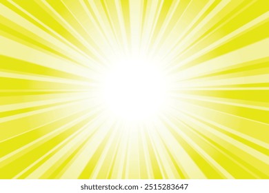 Abstract glowing yellow sunburst background. Chartreuse yellow glow effect sunburst background for presentation, banner, poster, flyer, sales. Modern pop art summer poster, banner, background.