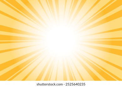 Abstract glowing yellow sunburst background. Yellow-orange color glow effect sunburst background for presentation, banner, poster, flyer, sales. Modern pop art poster for summer and spring.