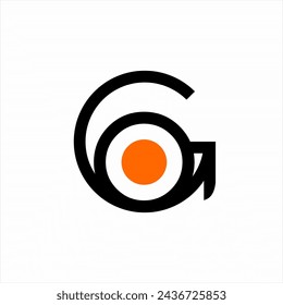 Abstract " Go " logo design with number 6 and arrow sign.