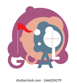 Objetivo abstracto con vector de símbolo de burbuja