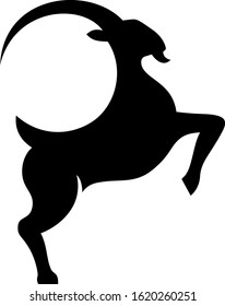 Abstract goat silhouette suitable for logos, icons, print and more