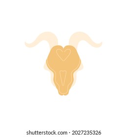 Abstract goat skull with line art. Magical cranium with boho pattern. Witchcraft, Halloween, celestial element. Mystic symbol, spiritual occultism object.