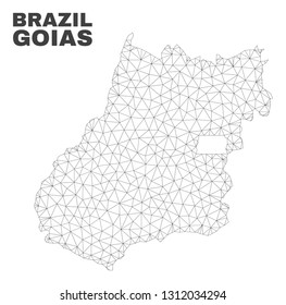 Abstract Goias State map isolated on a white background. Triangular mesh model in black color of Goias State map. Polygonal geographic scheme designed for political illustrations.