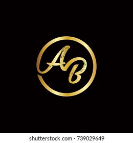 Abstract Gold AB Initials Logo