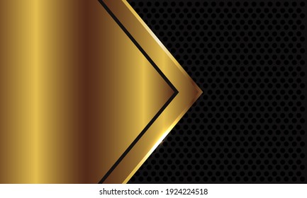 Abstract gold arrow blank space on dark grey circle mesh design modern luxury futuristic background vector illustration.