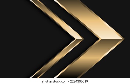 Resumen de la dirección de la flecha de oro geométrica en gris con diseño de espacio en blanco diseño moderno de fondo futurista de ilustración vectorial.