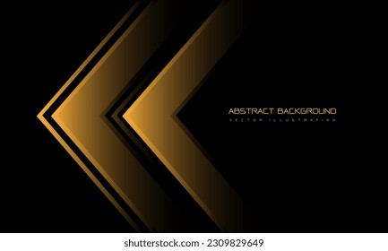 Abstract gold arrow direction geometric on black blank space design modern luxury technology futuristic creative background vector illustration.