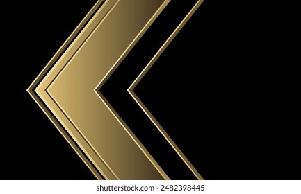 Abstract gold arrow direction geometric black blank space design modern futuristic background vector