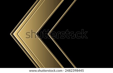 Abstract gold arrow direction geometric black blank space design modern futuristic background vector