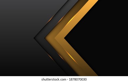 Abstract gold arrow direction with grey metallic with black blank space design modern luxury futuristic background vector illustration.