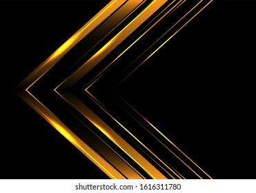 Abstract gold arrow direction on black luxury design modern futuristic background vector illustration.