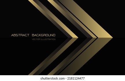 Abstract gold arrow direction on black with blank space for text design modern luxury futuristic background vector illustration.