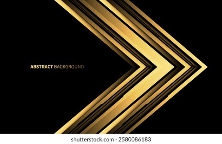 Abstract gold arrow direction technology futuristic geometric creative on black design modern background vector illustration.