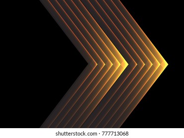 Abstract gold arrow light on black design modern luxury futuristic background vector illustration.