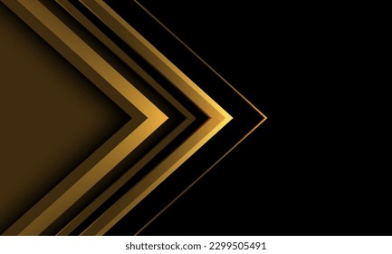 Abstract gold arrow line direction geometric on black blank space design modern luxury futuristic background vector illustration.