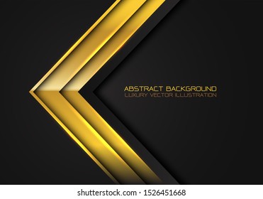 Abstract gold arrow metallic direction on black design modern luxury futuristic background vector illustration.