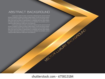 Abstract gold arrow on black gray blank space for text place design modern luxury creative background vector illustration. 