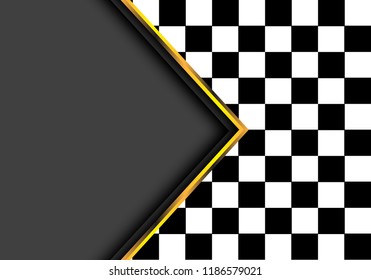 Abstract gold arrow on checkered with grey blank space for text place design sport race championship background vector illustration. 