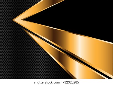 Abstract gold arrow on dark metal circle mesh design modern futuristic background vector illustration.