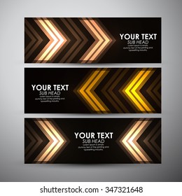 Abstract gold arrow pattern. Vector banners set background. 