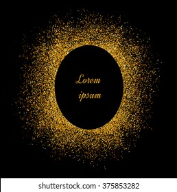 Abstract gold background. Gold background for card. Gold glitter. Gold sparkles on black background.