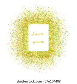 Abstract gold background. Gold background for card. Gold glitter. Gold and violet sparkles on white background.