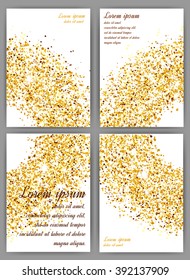 Abstract gold background. Gold background for card. Gold glitter. Business card set