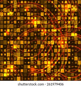 abstract gold background with circles and square mosaic