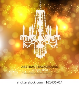 Abstract gold background decorative antique chandelier. Vector EPS 10 illustration.