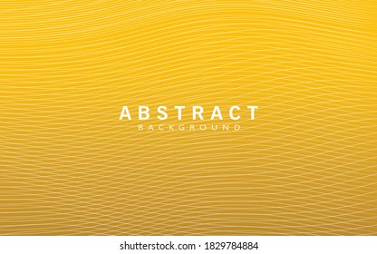 Abstract Gold background design wavy lines in perspective. Technology, science, modern style design. Vector Illustration