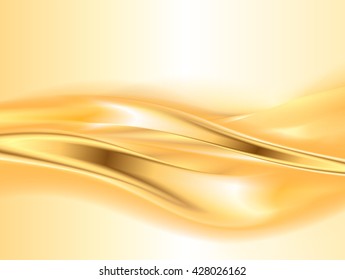 Fondo de oro abstracto, ilustración vectorial ondulada elegante 