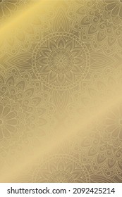 Abstract gold background with geometric floral pattern. Mandala.