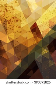 Abstract gold background. Geometric abstract vector background, pastel color. Modern and stylish abstract design poster, cover, card design. Vintage texture, dots pattern and geometric elements