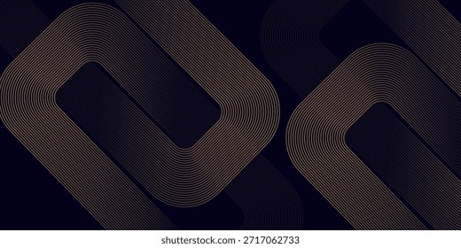 Fondo de oro Abstractas con líneas geométricas brillantes. Modelo azul brillante moderno de las líneas del hexágono. Tecnología concepto futurista. Traje para el cartel, Anuncio, folleto, cubierta, volante. Ilustración vectorial

