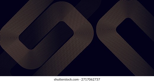 Fondo de oro Abstractas con líneas geométricas brillantes. Modelo azul brillante moderno de las líneas del hexágono. Tecnología concepto futurista. Traje para el cartel, Anuncio, folleto, cubierta, volante. Ilustración vectorial

