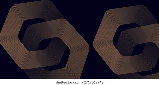 Fondo de oro Abstractas con líneas geométricas brillantes. Modelo azul brillante moderno de las líneas del hexágono. Tecnología concepto futurista. Traje para el cartel, Anuncio, folleto, cubierta, volante. Ilustración vectorial


