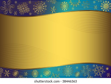 Abstract gold background with golden snowflakes (vector)
