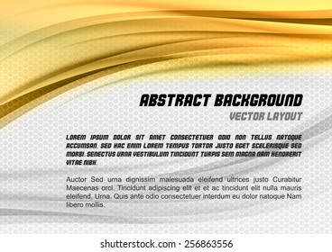 Abstract gold background with grey hexagon. Vector design.