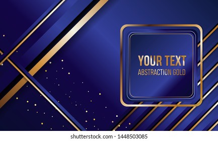 Abstract gold background luxury dark blue and golden line template premium vector illustration