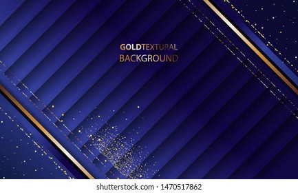 Abstract gold background luxury dark blue and golden line template premium vector