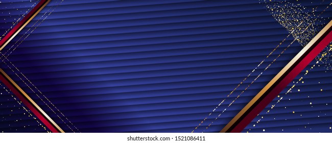 Abstract gold background luxury dark blue and golden line template premium vector