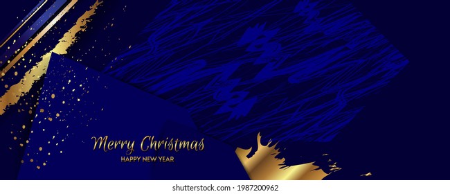 Abstract gold background luxury dark blue and golden lines. Convenient versatile luxury background for invitation, banner, packaging, social media base. Stock vector