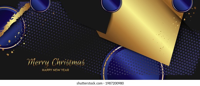 Abstrakter goldener Hintergrund, luxuriöse, dunkelblaue und goldene Linien. Bequem vielseitiger Luxus-Hintergrund für Einladung, Banner, Verpackung, Social Media Basis. Stock-Vektorgrafik