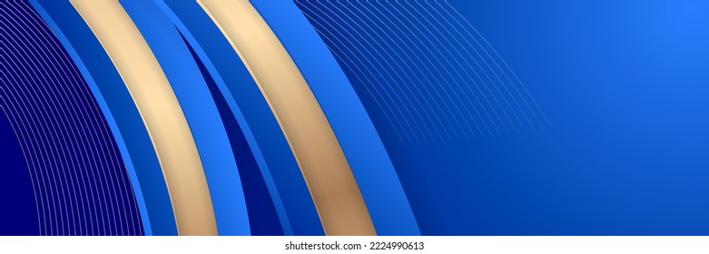 Abstract gold background luxury dark blue and golden line template premium vector