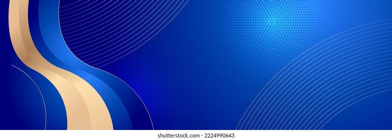Abstract gold background luxury dark blue and golden line template premium vector