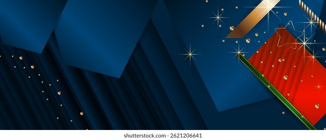 Abstract gold background luxury dark deep noble blue and golden line template premium vector