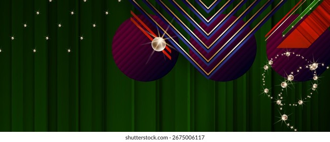 Abstract gold background luxury dark green and golden line template premium vector