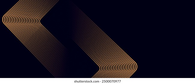 Abstract gold background with shining geometric lines. Modern shiny blue hexagon lines pattern. Technological futuristic concept. Suitable for poster, banner, brochure, cover, flyer